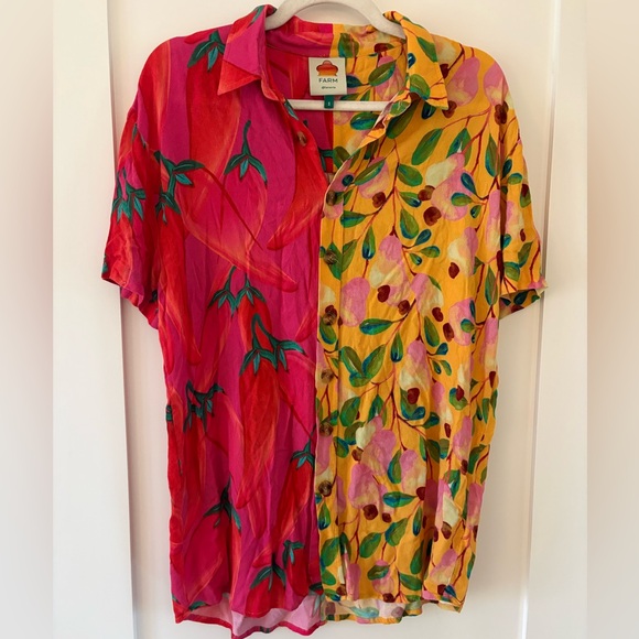 Farm Rio | Women’s Garden Mix Body Shirt flowy loose short sleeve button down S - Picture 4 of 10